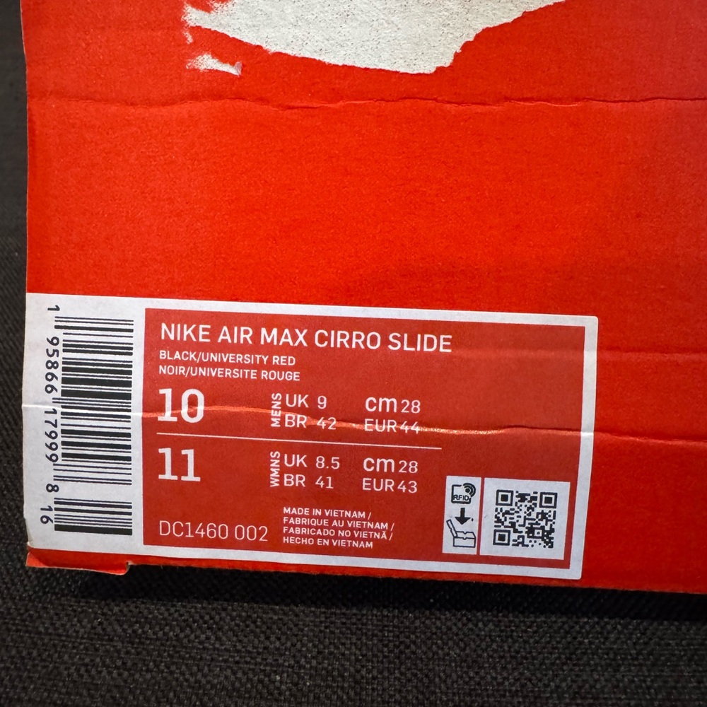 Nike Air Max Cirro Slide Black and University Red - Picture 3 of 3